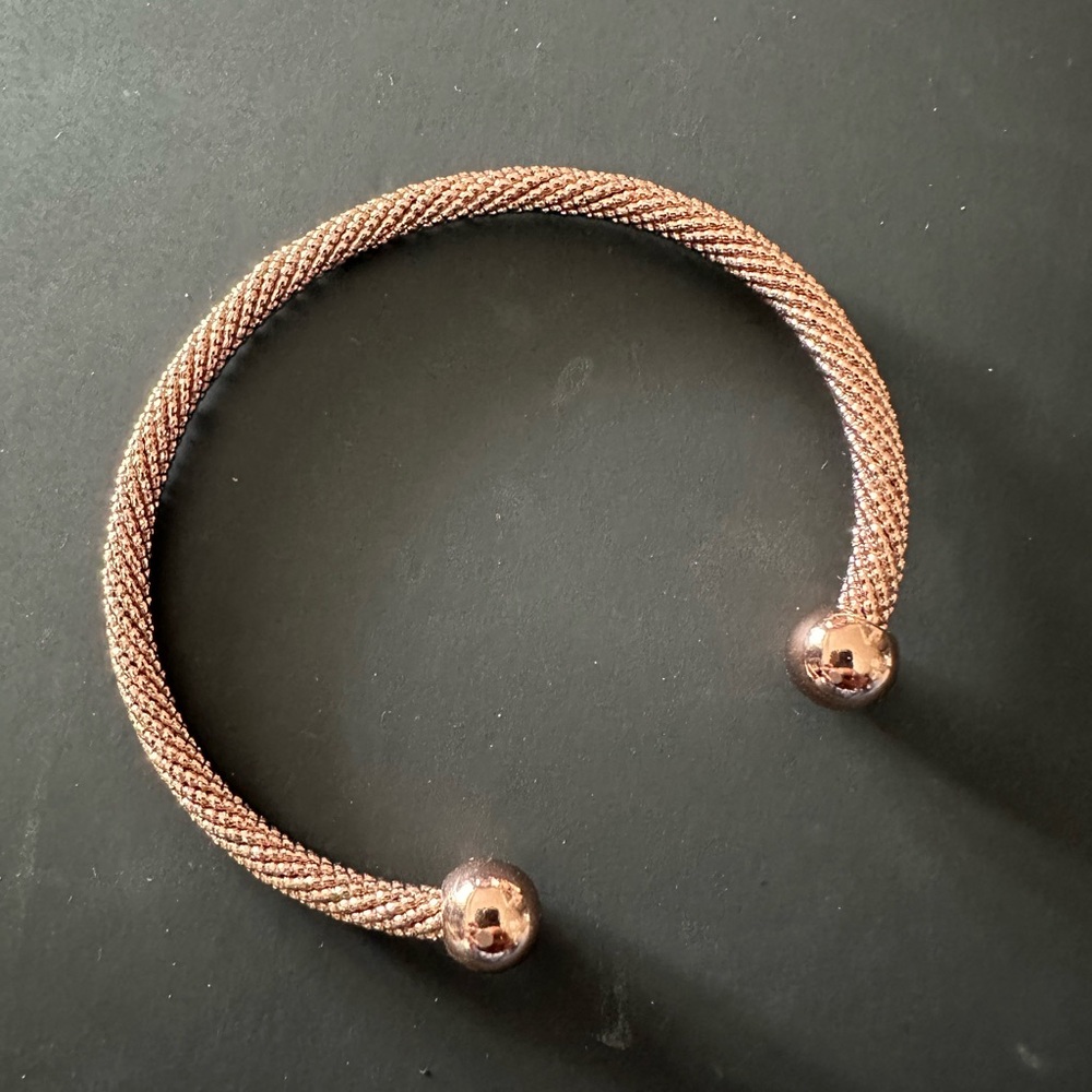Textured single cuff bangle rose gold color